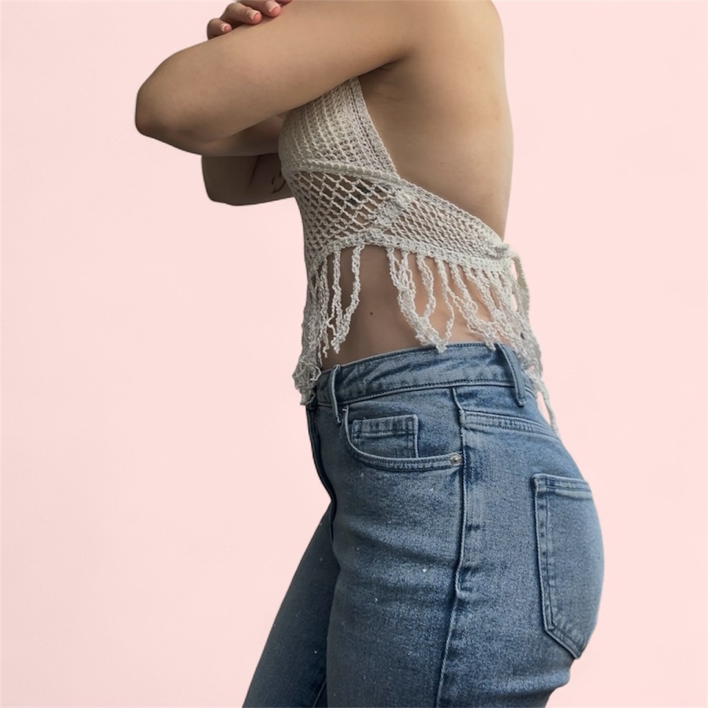 2/$15 Crochet Halter Top with Fringe - Picture 2 of 7